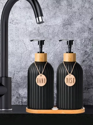 Conjunto de 2pcs de 2 peças Sanitizante de Mãos Onduladas 500ml Lavagem de Louça Líquido para Banheiro de Cozinha Sub-garrafas Decorações