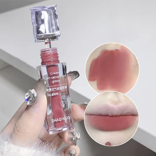Creme ar veludo brilho labial fosco veludo batom não é fácil de colar copo cor segurando maquiagem feminino brilho labia
