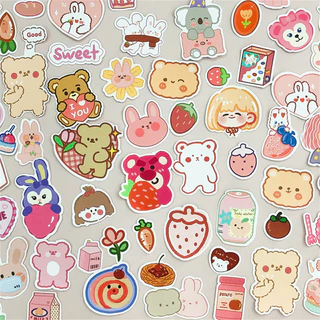 90 Pçs Bonito Urso Rosa Adesivos Diy Computador Washi Scrapbooking Estudante Papelaria Artes Artesanato