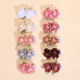 10Pcs Flor Colorida Artesanal Cor Sólida Elegante Temperamento Lado Grampos De Cabelo
