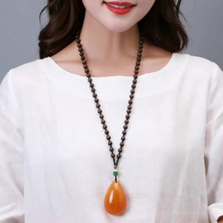 1pc Retro Estilo Moda Retro Estilo Moda Laranja Cera de Abelha Amarela Corrente de Suéter Pingente de Água