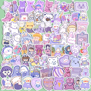 90 Pçs Bonito Urso Roxo Adesivos Diy Computador Washi Scrapbooking Estudante Papelaria Artes Artesanato