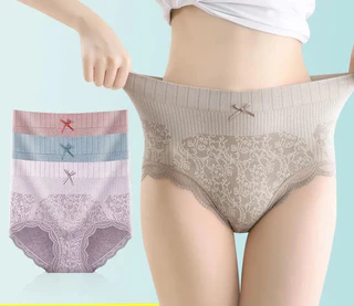Calcinha De Algodão Massagem Sem Costura Esticada Respirável Cintura Média Conforto Do Quadril Senhora S-XL
