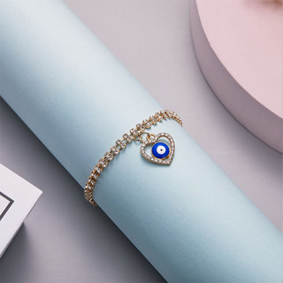 1 Peça Moda Moda Criativa Linha Dupla Criativa Corrente de Diamante Nicho de Corrente de Diamante Love Blue Eyes Bracelet Ladies Daily Clothing Wear
