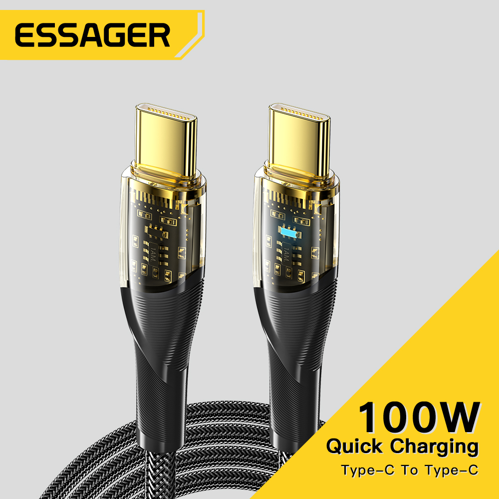 Essa Cabo Essager 100W USB-C Para De Carregamento Rápido PD Macbook iPad Samsung Huawei Xiaomi POCO 5A Tipo