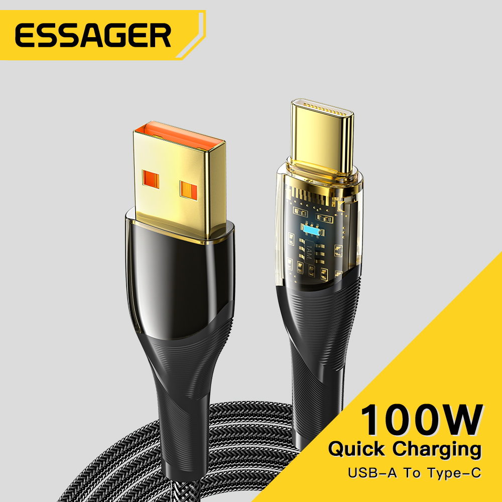 Essa Essager 7A Cabo USB Tipo C PD 100W De Carregamento Rápido-Carregador De Dados Para Samsung Huawei P50 P40 OPPO K10 Honor