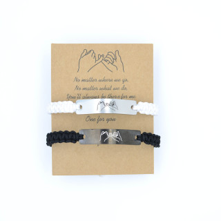 1pcs/Set Cross border New Handle Stainless Steel Bending Label Tecido À Mão Popular Corrente Preto E Branco Jóias Masculinas Femininas