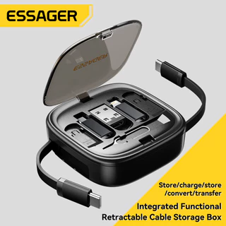 Essager 60W Stretchable 3A Cabo De Carregamento Rápido Transmissão De Dados 480Mbps Armazenamento Multifuncional Caixa P
