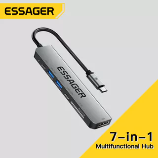 Essager USB C HUB Type Para Adaptador 3.0 Compatível Com HDMI 7 Em 1 Dock RJ45 Leitor SD PD 100W Carregador MacBook Pro