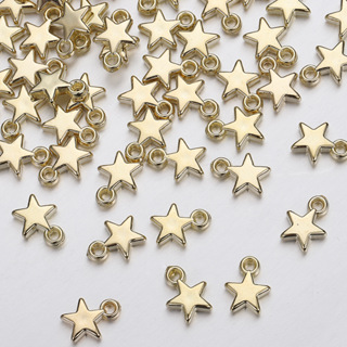 100pcs Gold Yellow /Silver Fashion CCB Plating Cinco pontas de resina estrela Pequeno Pingente Pulseira de bricolage Pulseira de tornozeleira Acessórios diários para senhoras