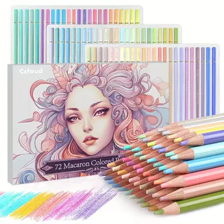 Ccfoud 72 Pcs Conjunto De Lápis Coloridos Pastel-Cores Macaron Para Coloração De Adultos , Núcleo Macio , Ideal Mistura De Camadas , Artistas Iniciantes