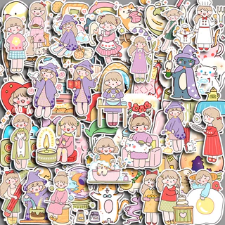 80 Pçs Bonito Menina Vida Diária Adesivos Diy Computador Washi Scrapbooking Adesivo Estudante Papelaria Artes Artesanato