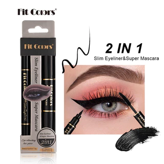 Rímel de duas cabeças + conjunto de combinação de caneta delineadora líquida com vedação de duas cabeças, ondulação gros