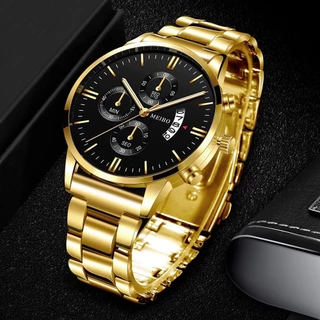 Relógio Masculino Relógio Masculino Moda Faixa de Aço Quartzo Relógio Masculino Calendário de Negócios