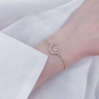 1 Peça Moda Moda Criativa Micro-Diamante Estrela Da Lua Linda Menina Temperamento Tudo em Combinação Pulseira Ajustável Senhoras Pulseira de Luxo Leve Pulseira de Presente de Alta Qualidade Da