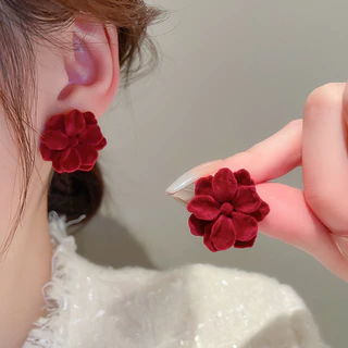 925 Brincos Com Agulha Prateada De Outono E Inverno Flores Flocadas design Retrô Francês De Moda De Nicho De Temperamento Para Mulheres