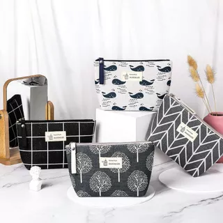 Saco de lona para cosméticos de 1 peça Saco de lona de grande capacidade Saco de tecido com zíper Bolsa de viagem