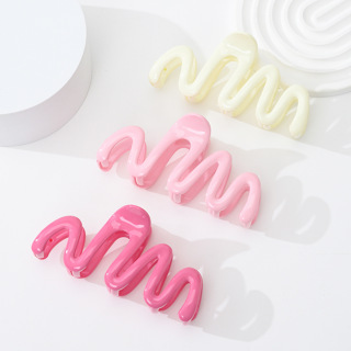 1 Clip de Garra de Cabelo de Onda Grande Lacado Clip de Garra de Onda Grande Exclusivo de Moda Doce para Senhoras Clip de Cabelo Adequado para Todos os Tipos de Lugares de Festa Use Acessórios de Cabelo