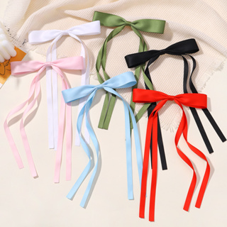2PCS Coreano Ribbon Tassel Bowknot Clipes De Cabelo Sweet Women Streamer Hairpin Para Meninas Arcos Longos Barrettes Acessórios De Cabeça
