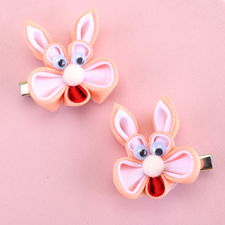 2Pcs Clipes De Cabelo De Coelho Feitos À Mão Lovely Boutique Hairpins Para Crianças Meninas
