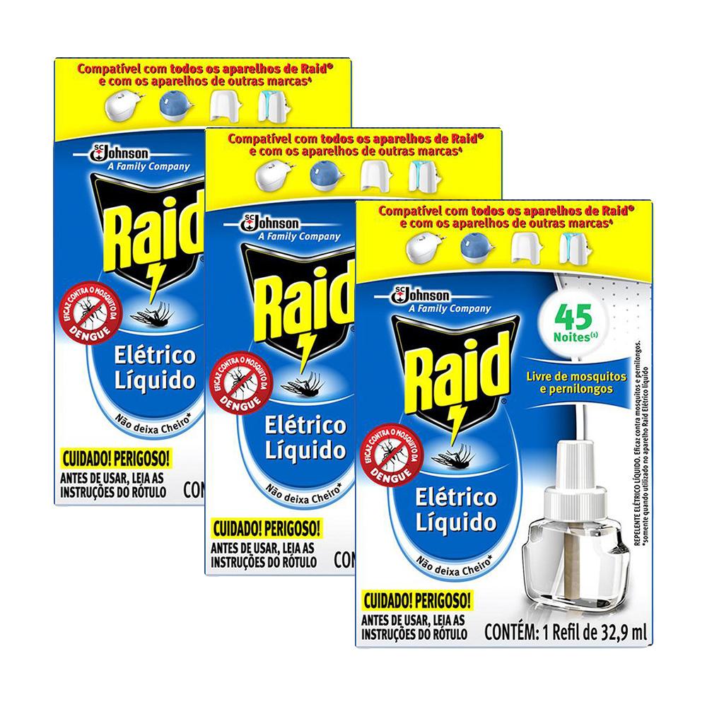 Kit 3 Refil Aparelho Raid Líquido 32,9ml | Shopee Brasil