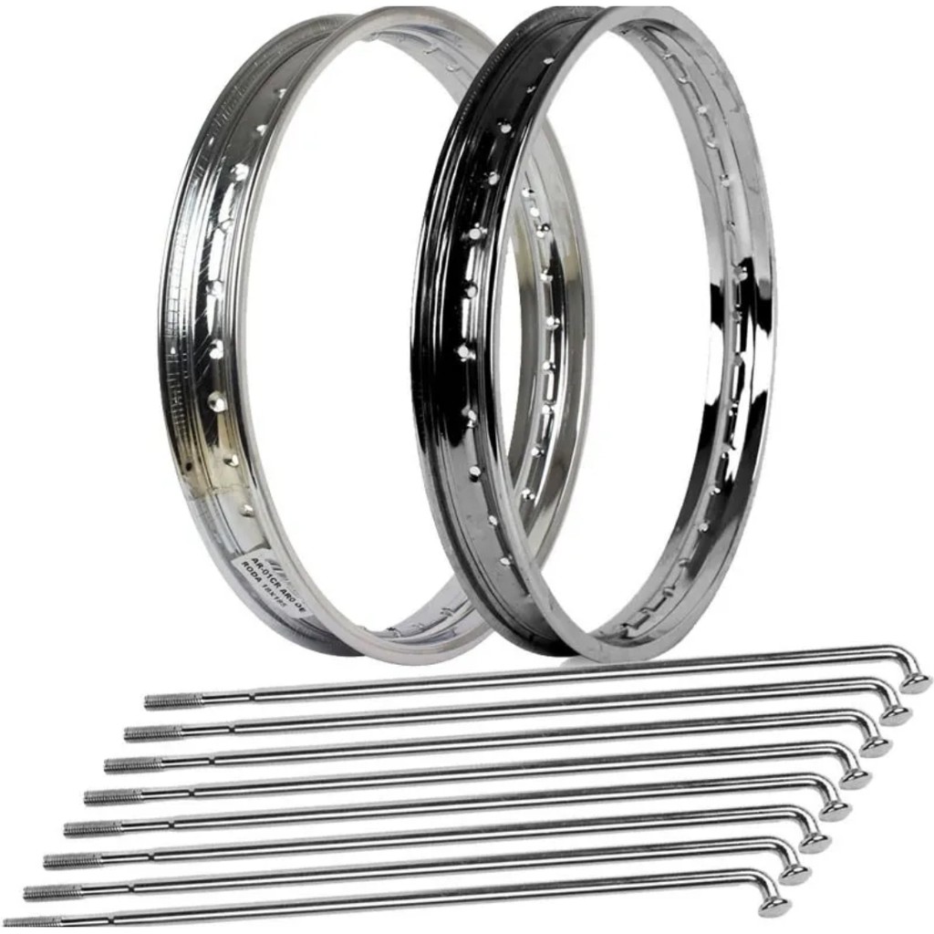 Kit Aro Dianteiro + Traseiro + 2jgo Raio cg Titan fan start 125 150 160 factor ybr pro tork cromo forte 3.5mm 4mm