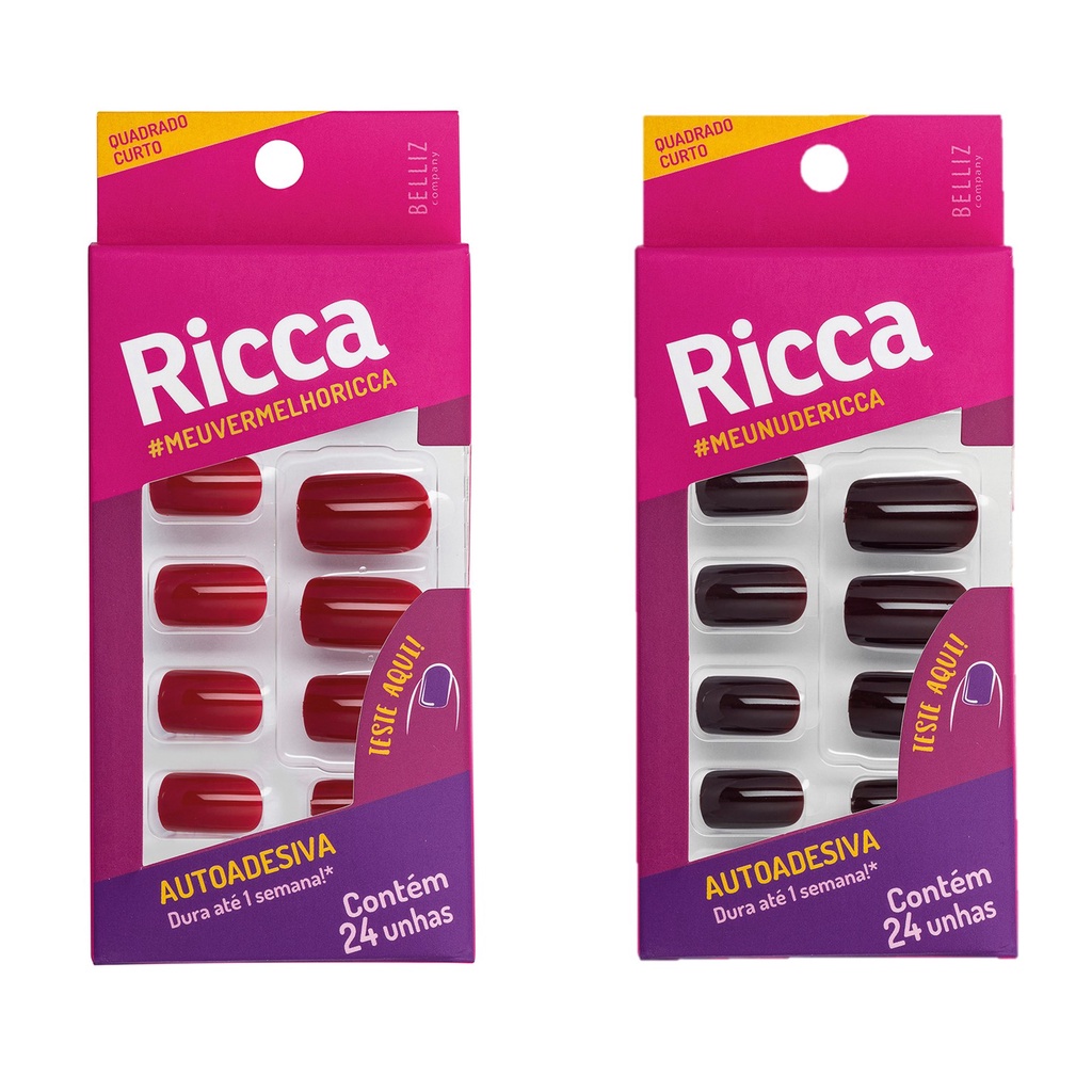 Kit Unhas Posti&ccedil;as Autoadesivas Ricca 2 un | Shopee Brasil