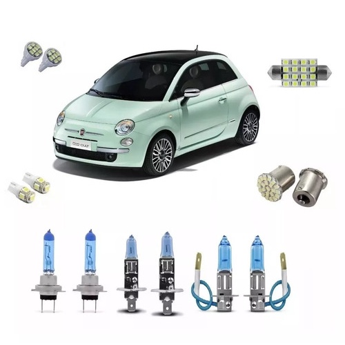 Kit Lampadas Fiat 500 Super Branca + Led