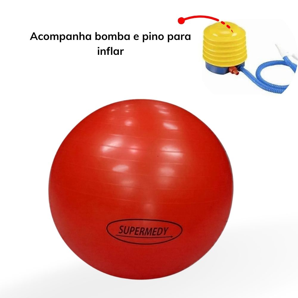 Bola Suíça para Ginástica Bomba Inflável 250kg SUPERMEDY