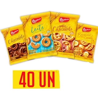 Bolachas Biscoitos Bauducco Em Sachê Banana + Leite + Gotas + Chocolate (40 Unidades)