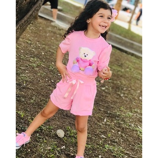 Conjunto Infantil Verão Barbie Girl Blusa Baby Look e Short Jeans Roupa da  Barbie Pink Menina 5790 - Brink Kids - Conjunto Infantil - Magazine Luiza