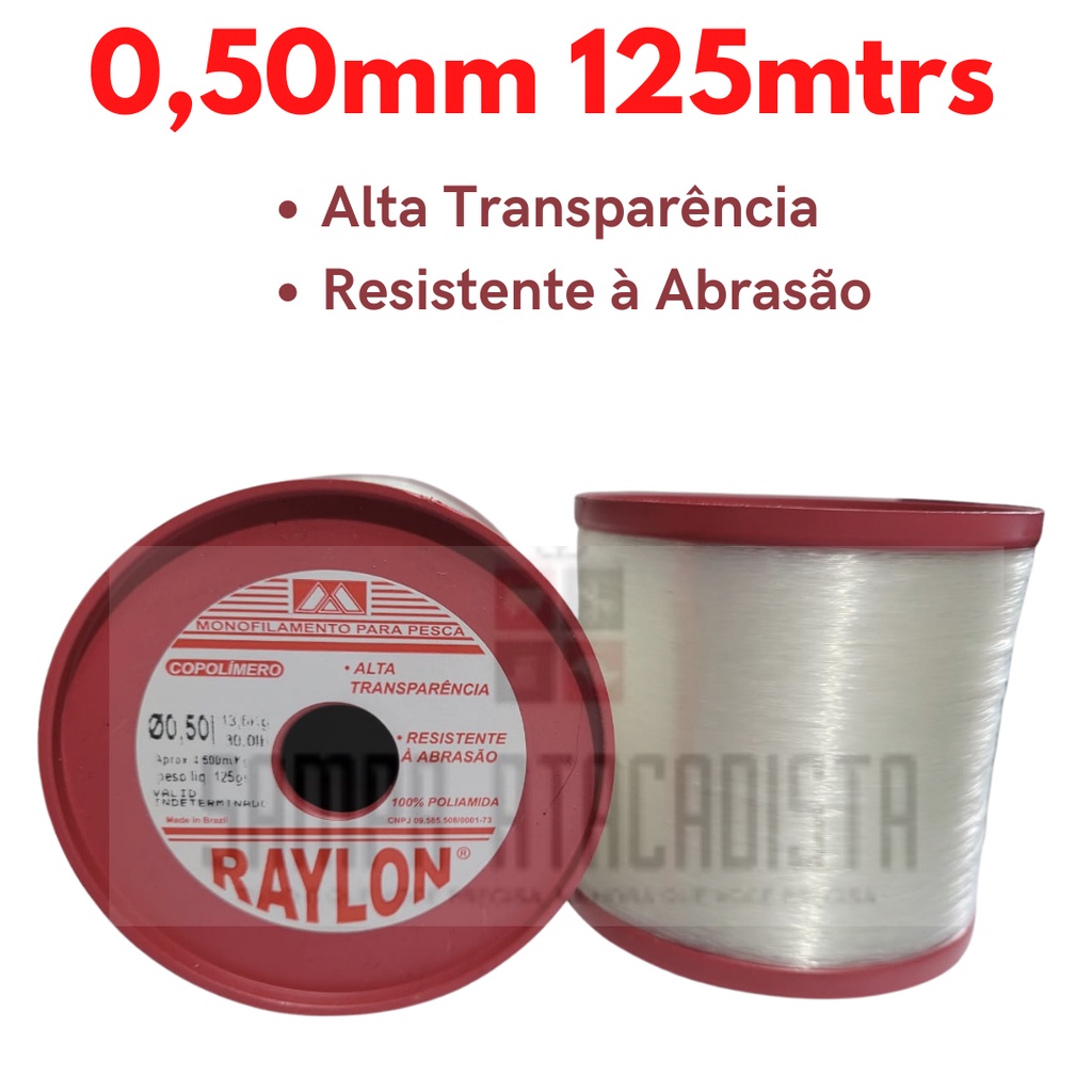 Linha Pesca Alta Transparência Raylon - Rolo com 125 gramas | Shopee Brasil