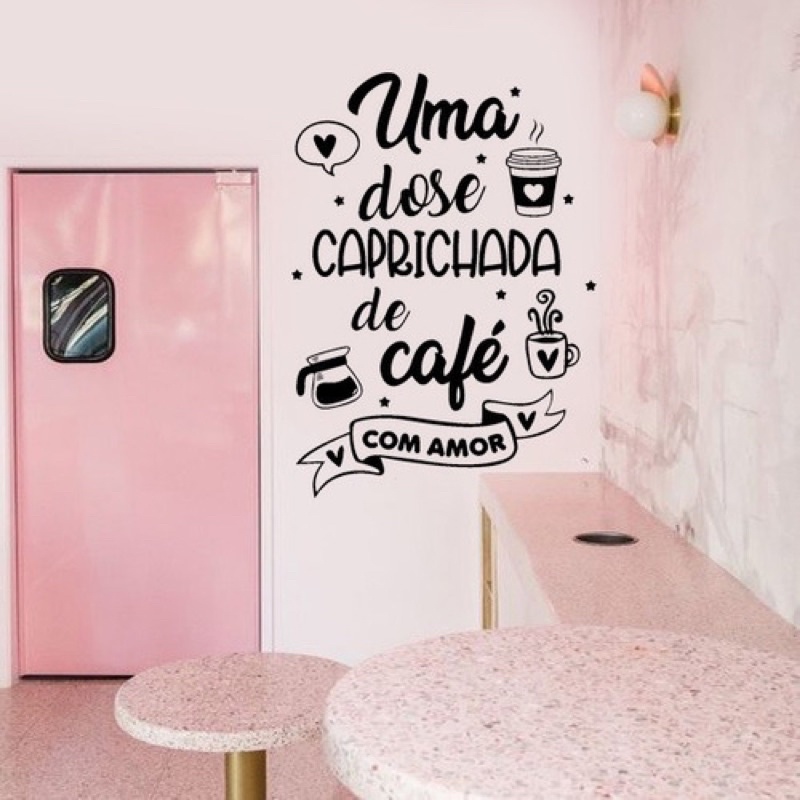 Adesivo parede cantinho do café lettering de parede em vinil | Shopee ...