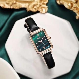 Mostrador Quadrado De Relógio Feminino Com Pulseira De Couro