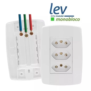 Tomada Tripla 20a Monobloco Lev Ilumi Fácil Instalação