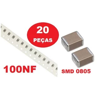 Capacitor Cerâmico 100nf Smd 0805 -- 20 Unidades --