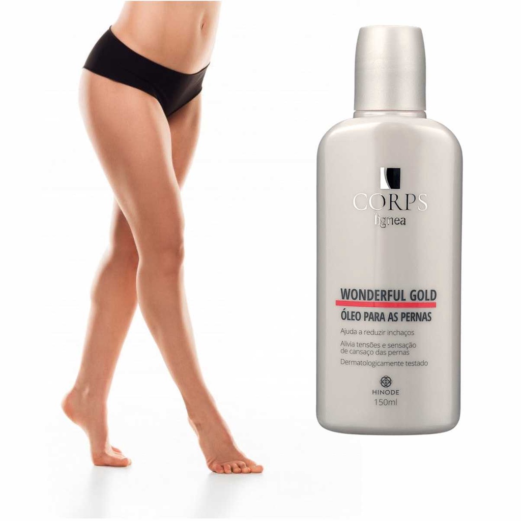 Óleo Hinode Wonderful Gold Para As Pernas Corps Lignea Massagem Relaxante Alivia Inchaço Cansaço Perna Cansada
