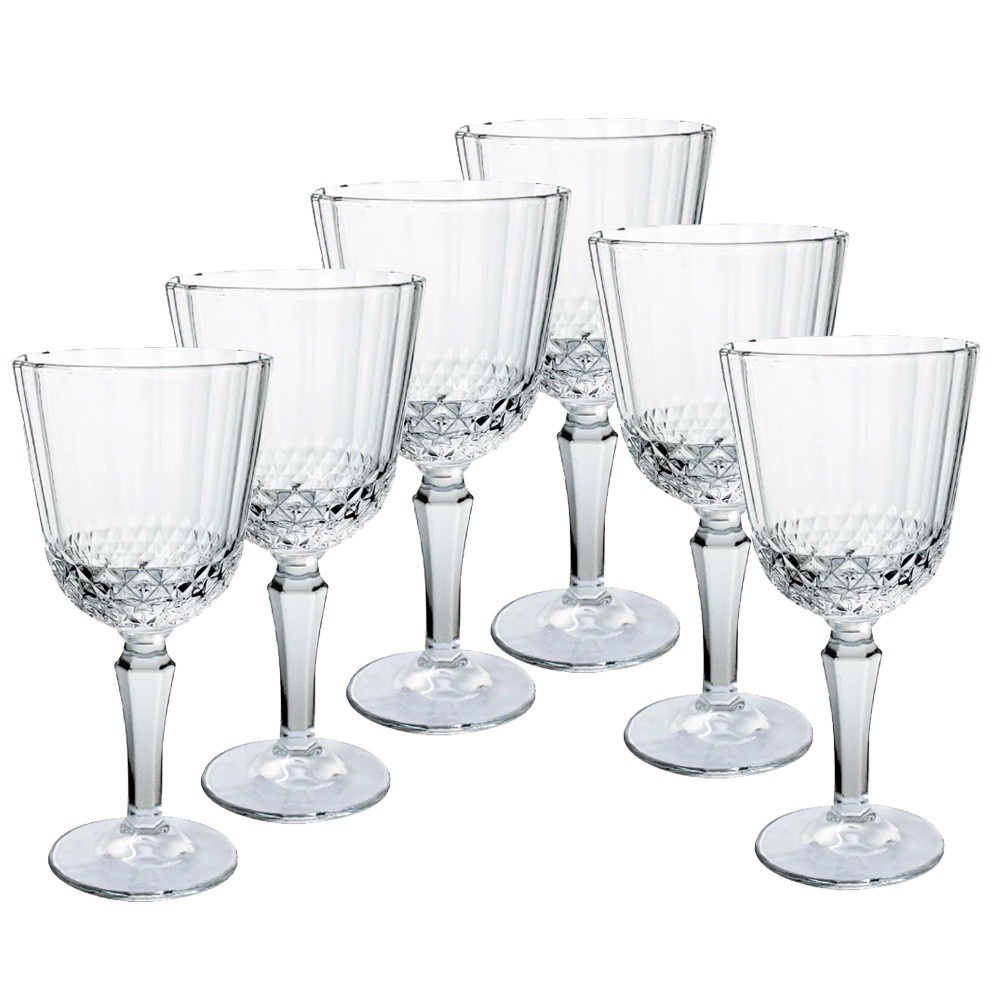 Conjunto de 6 copos de cristal para vinho ou água