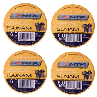 Kit 400 chumbinhos 6.0 caça perfuração impacto tsunami ntk