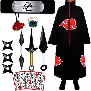 Kit Capa Akatsuki Bandana Colar Tsunade Kunai + Anel