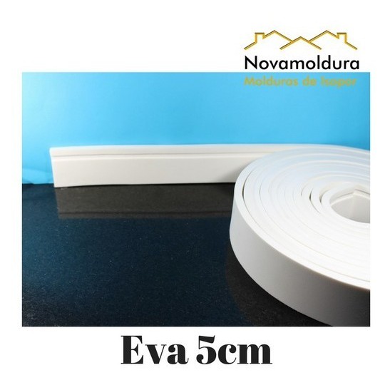 Boiserie Moldura Rodameio De Eva Adesivo E Flexível *orion 5cmx 5mm 5  Metros* Branco