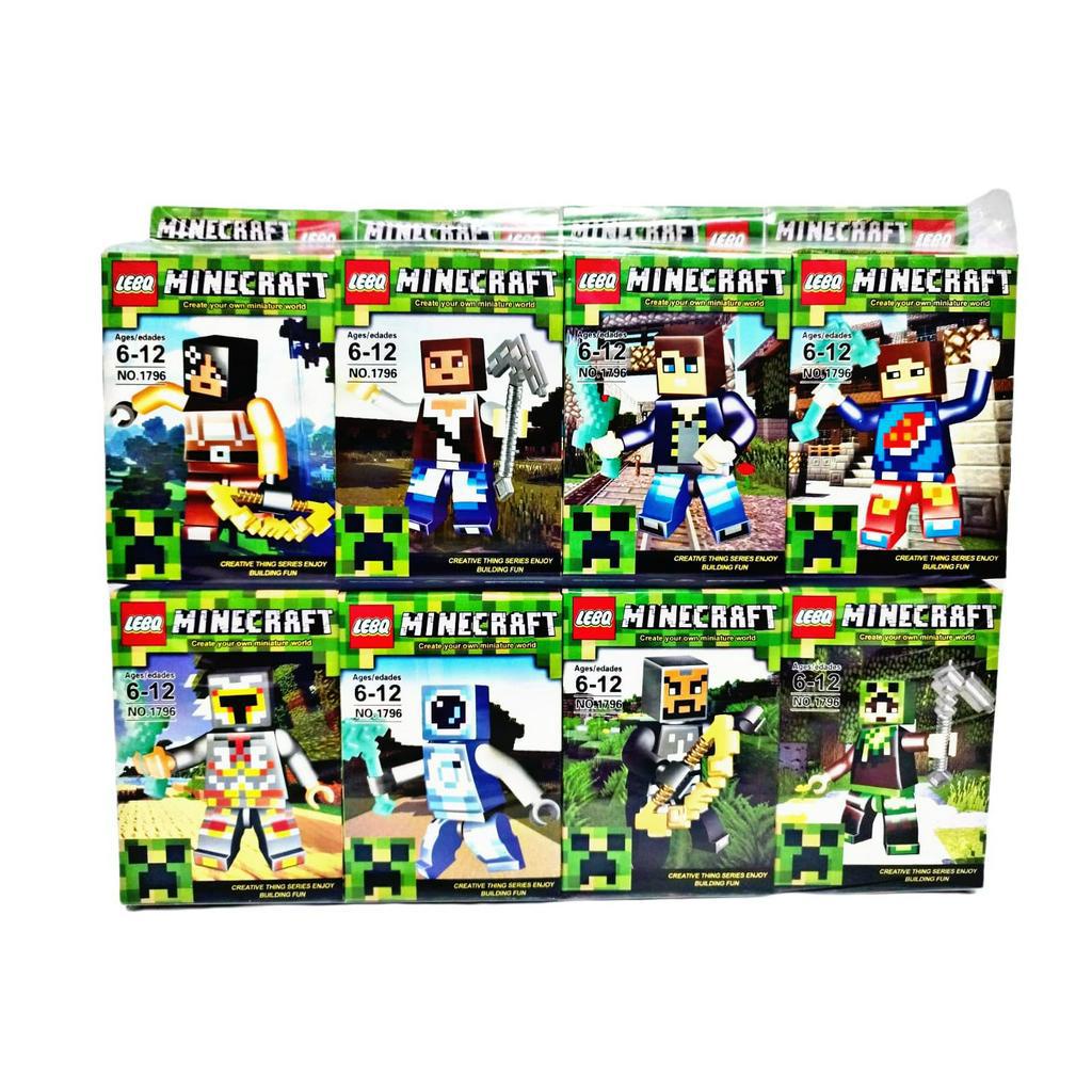 Bloco De 6 Peças Minecraft Bonecos De Construção De Blocos De Adequados  Para Personagens Lego World Mini My Series Kids Toys Gift