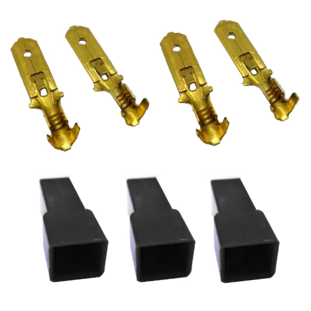 25 Conector 1 Via Macho 6,3mm Preto + Terminal Faston Macho