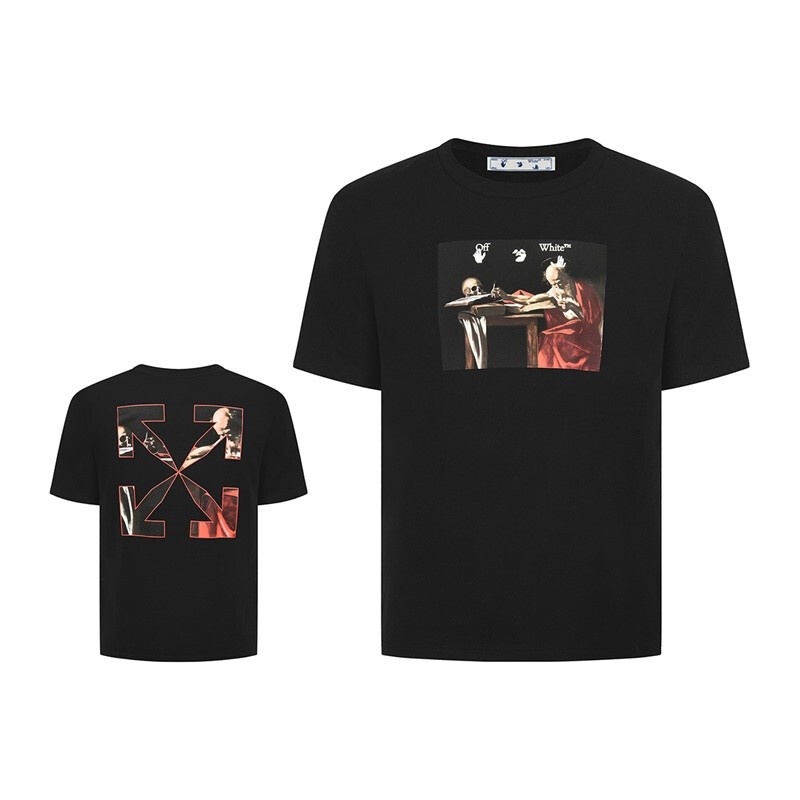 Camiseta Masculina Branca Caravaggio Estampa Pintura Algodão Gola Redonda Manga Curta