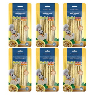 Palito Ossinho fino para cães sabor Maracujá Deliciosso Frutas 90g Combo com 6 unidades