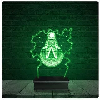 Luminária Abajur Acrílico Led - Astronauta Desenho 45
