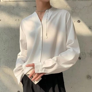 Camisa de manga comprida Ruffian Bonita Coreana de manga comprida com decote em V