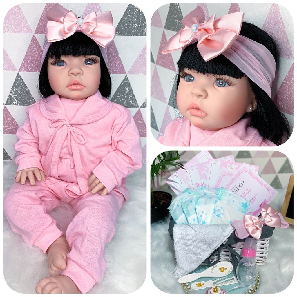 Boneca Bebê Reborn Keiumi Gatinha De 55 Cm - Brastoy - Bonecas