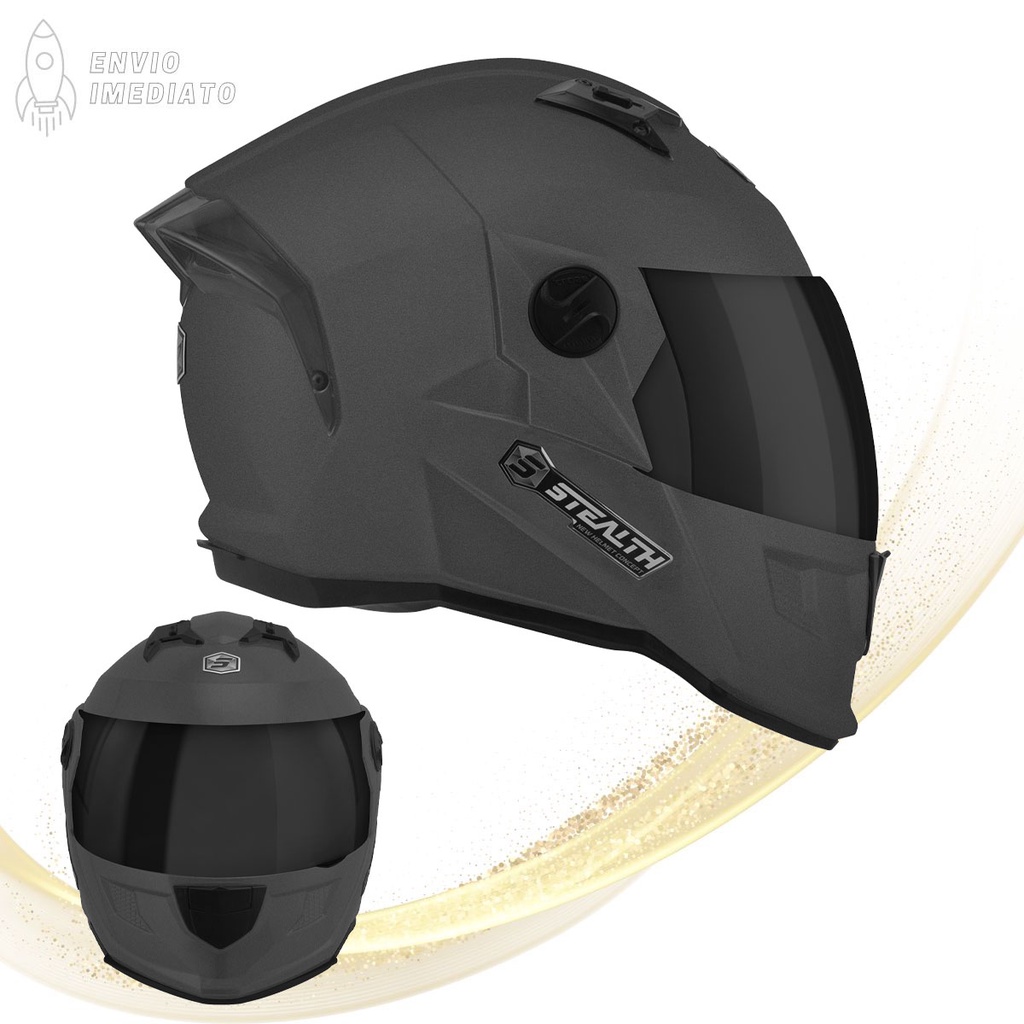 Capacete Fechado Pro Tork Stealth Solid Fosco Vis. Fumê Lançamento Moto Unissex Motoqueiro