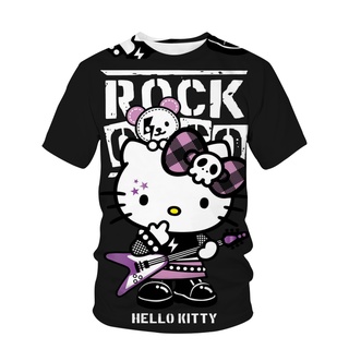 Camiseta Hello Kitty Melody Infantil Kawaii Sanrio Anime Cartoon Roupas  Casuais Y2k Kid Girl Boy Top